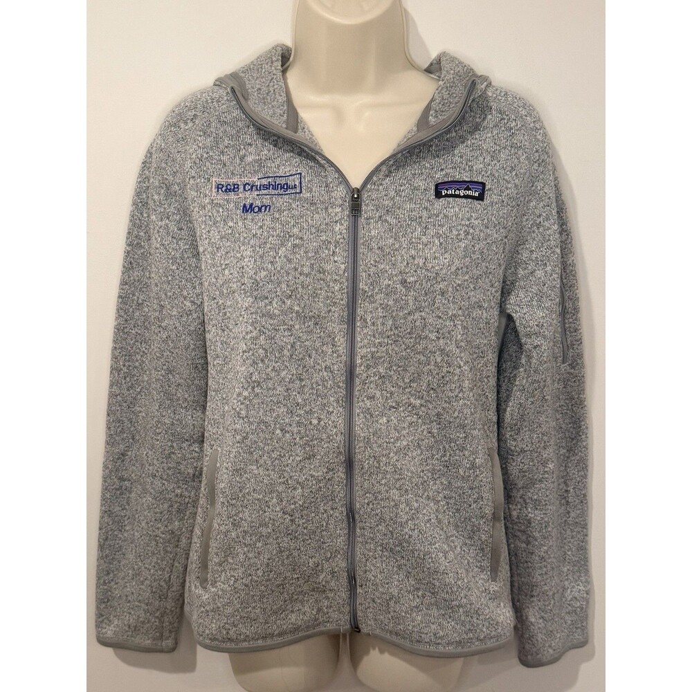 Patagonia Womens Better Sweater Full Zip Hooded Gray Jacket Embroidered Sz M EUC